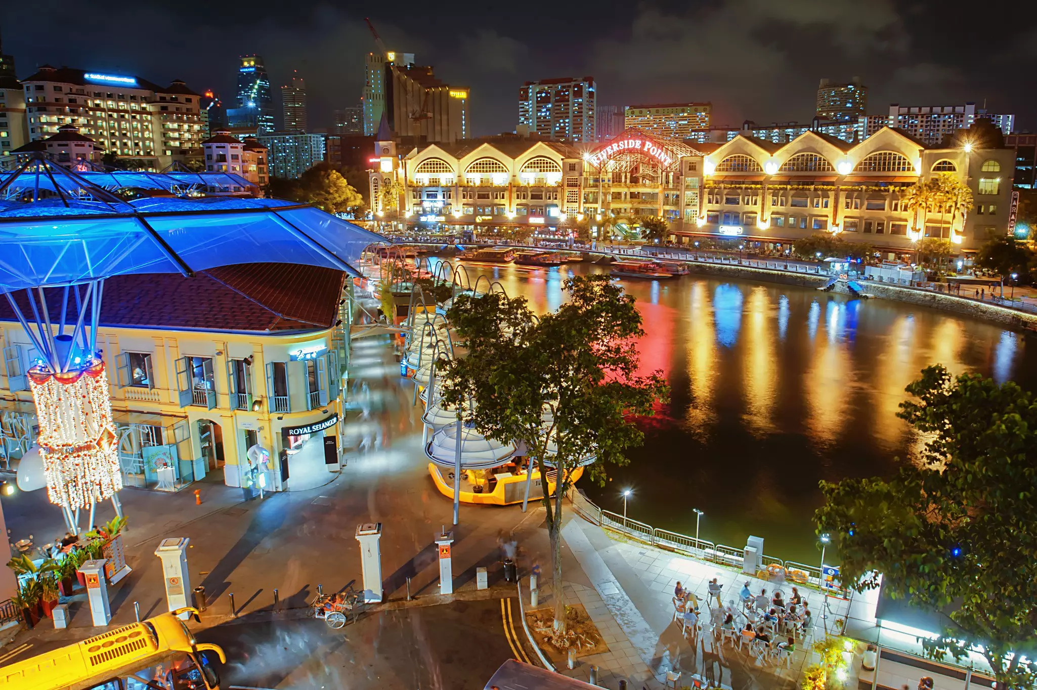 A view over Singapore's Clarke Quay after dark. wsboon images/Getty Images 