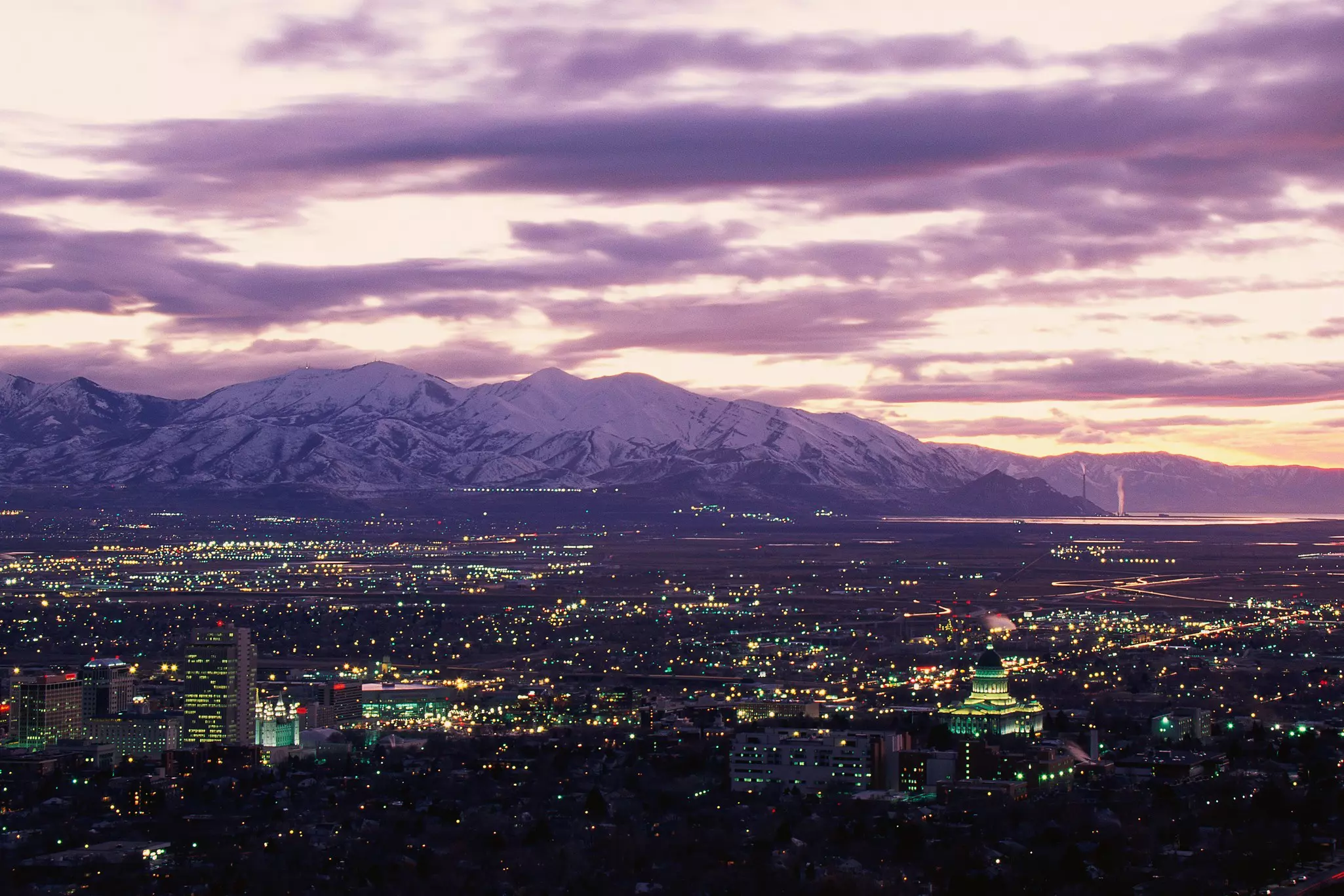 Salt Lake City, Utah at twilight