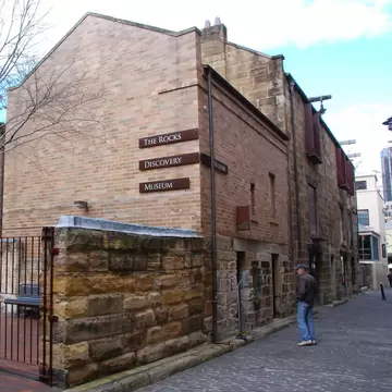 Exterior of the Rocks Discovery Museum, in the old district of the city. Sydney, Australia.