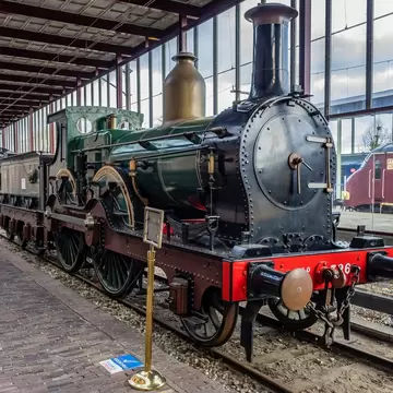 View of a historic train at Utrecht's Railway Museum.