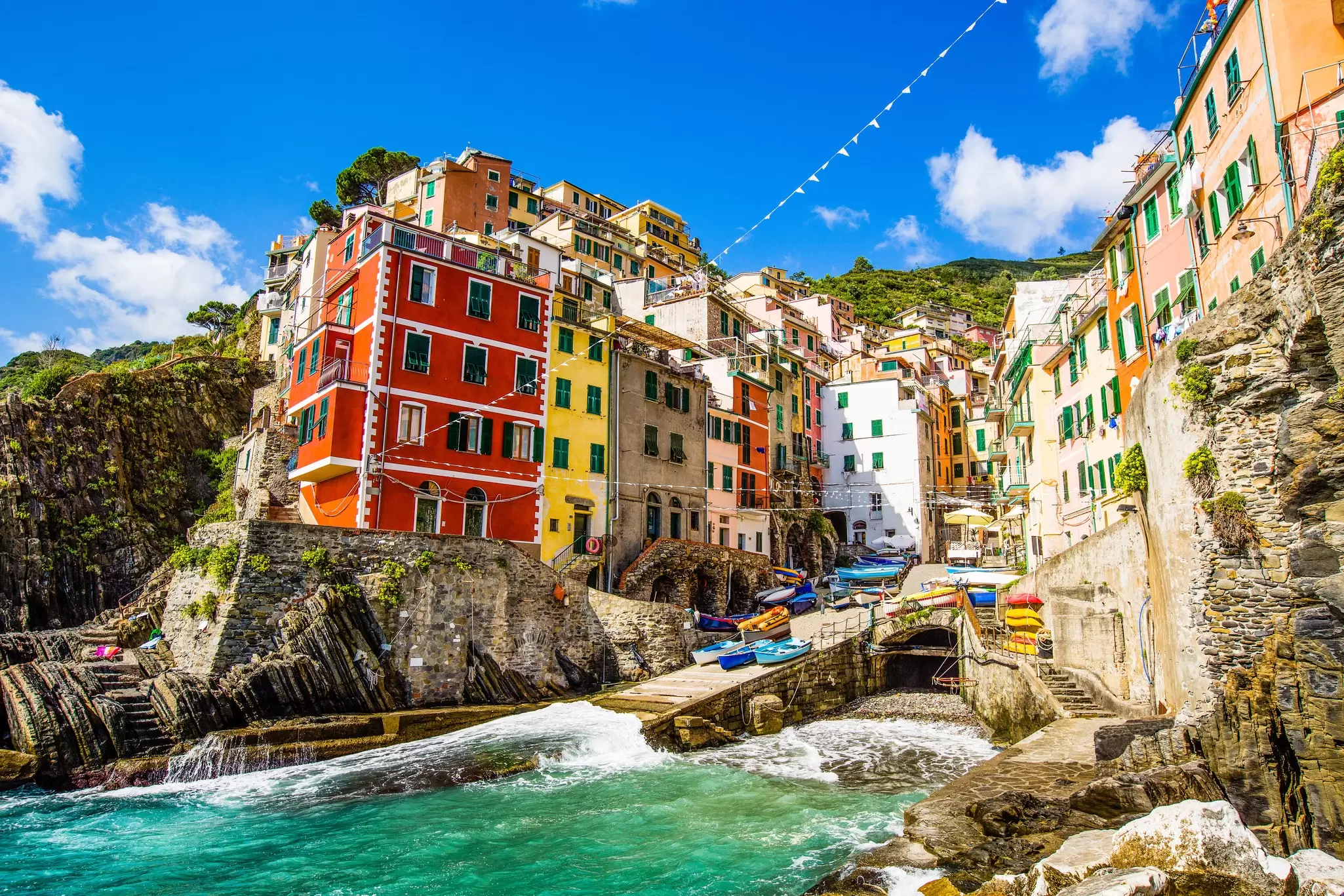 The harbor at Riomaggiore in the Cinque Terre on the Italian Riviera. Fabio Michele Capelli/Shutterstock