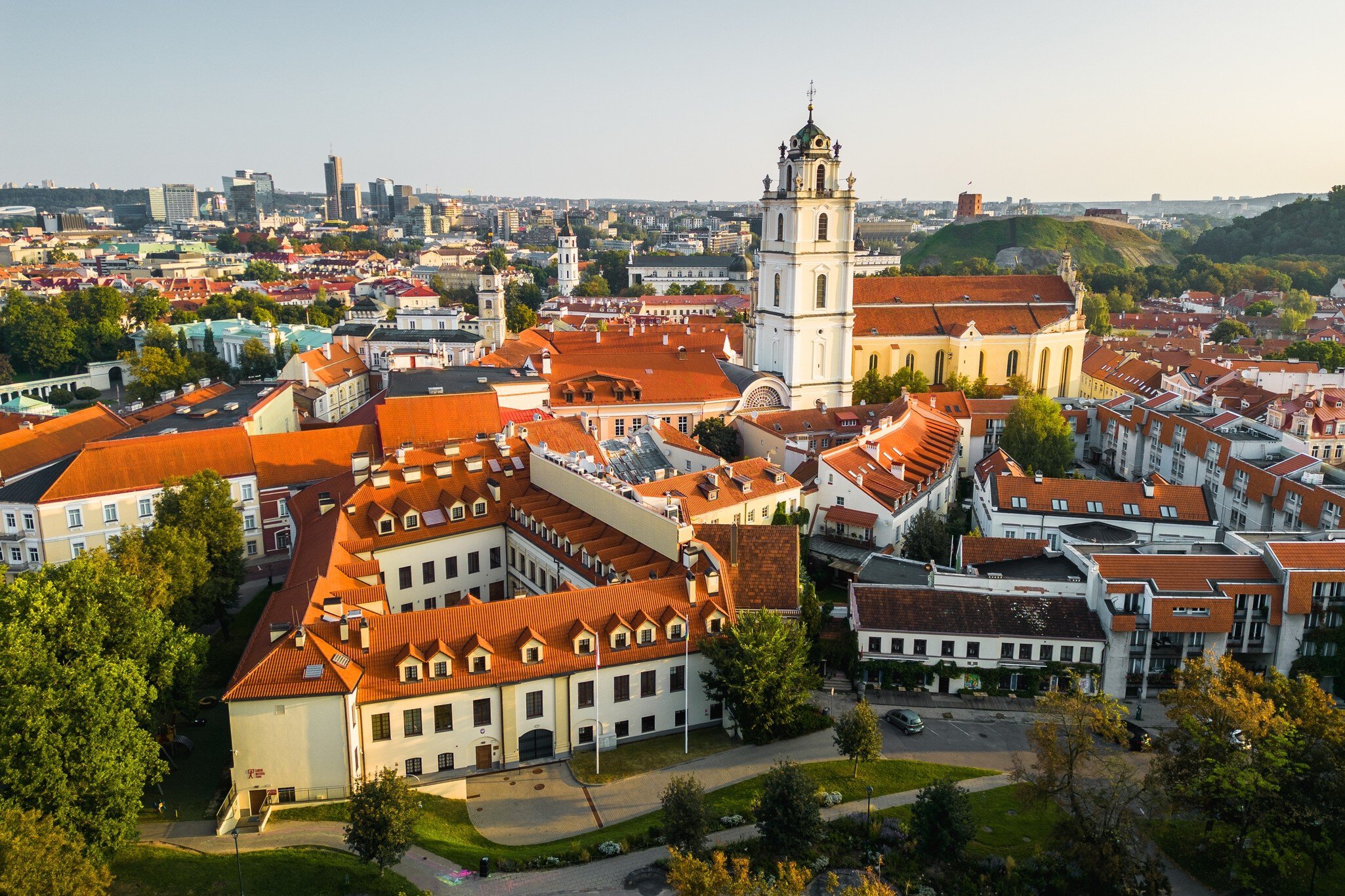 Aerial View of Vilnius Old Town With The University Bell Tower Above the Horizon, License Type: media, Download Time: 2025-12-20T14:11:38.000Z, User: katherineeloisemarsh73, Editorial: false, purchase_order: 56530 - Guidebooks, job: Global Publishing-WIP, client: Estonia, Latvia & Lithuania 11, other: Kat Marsh