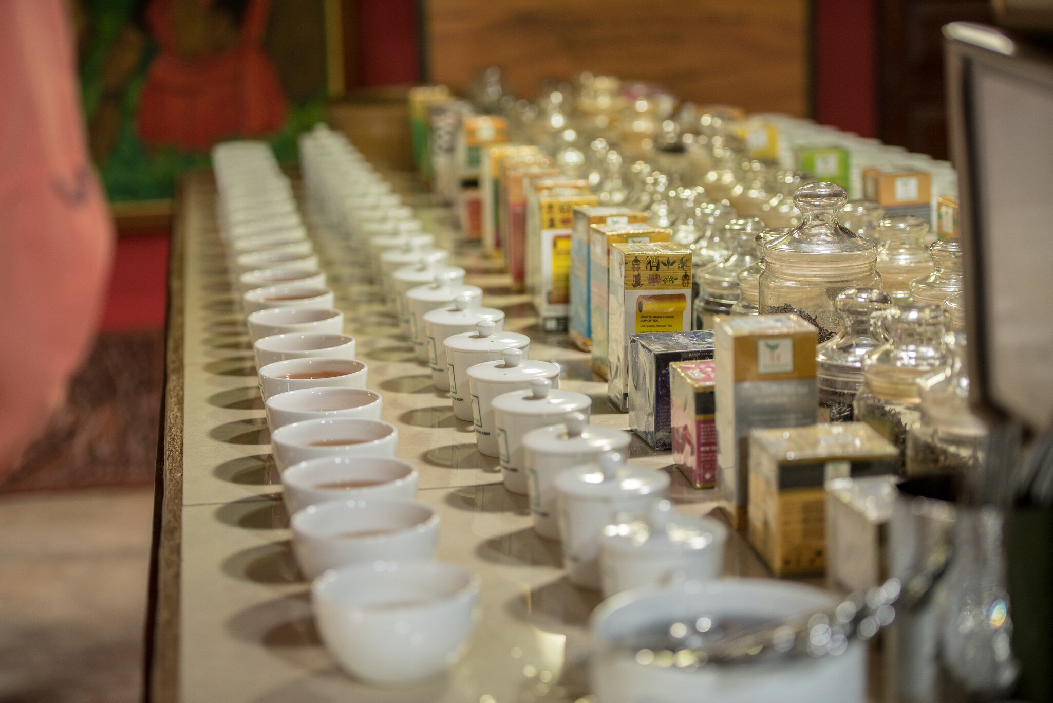 Ahangama, Sri Lanka. Nov 17 2019 : Tea tasting  in the he Handunugoda Tea Estate and Tea Museum. Ahangama, Sri Lanka