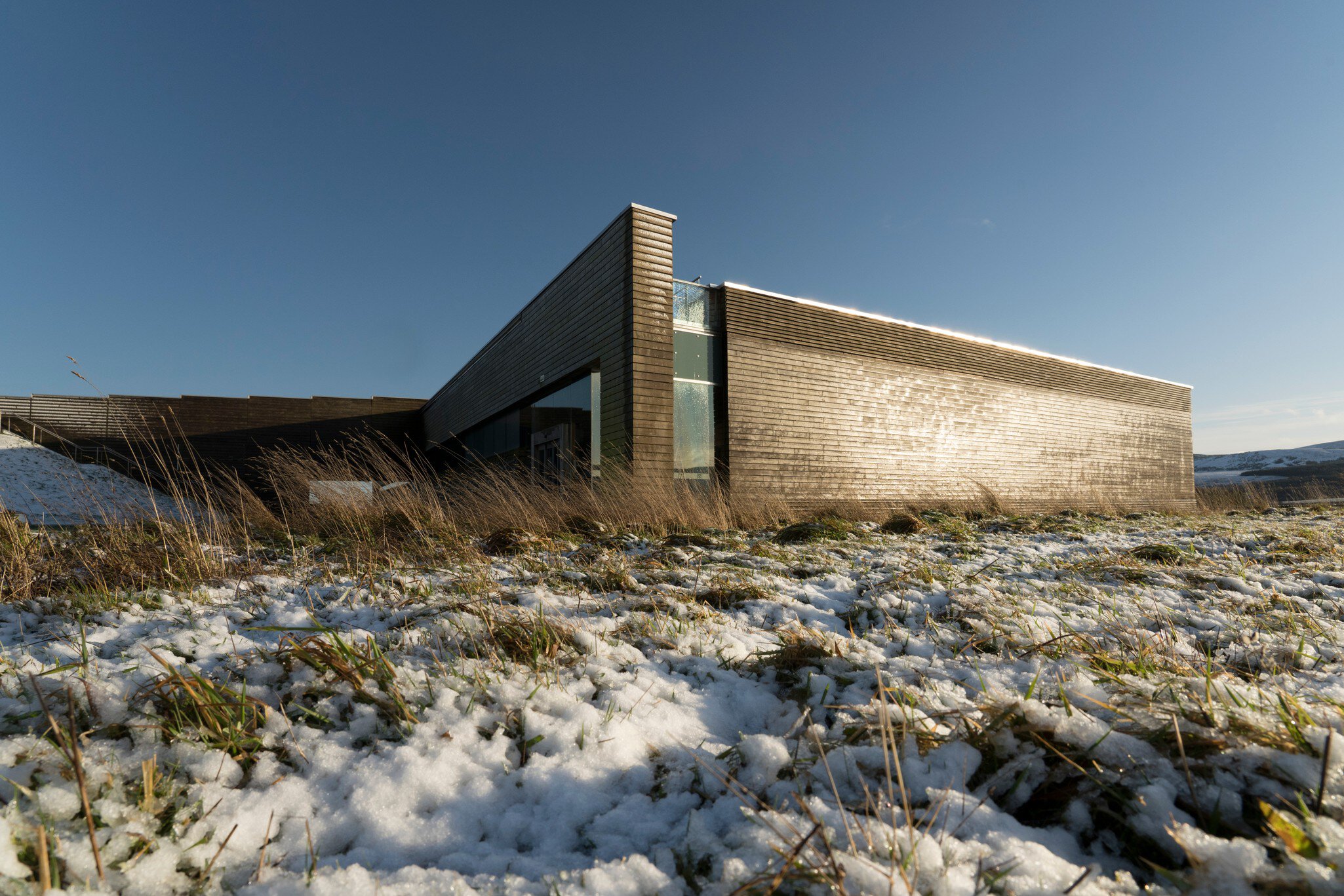 Inverness / Scotland - 01.14.2020:  Culloden Battlefield Visitor Centre exterior in SNOW  License Type: media  Download Time: 2023-04-28T13:53:55.000Z  User:   Is Editorial: Yes  purchase_order: