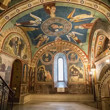 Subiaco, Rome, Italy. Jan 2019 - Unique frescos at Monastery of Sacred Cave (Sacro Speco) of Saint Benedict in Subiaco, province of Rome, Lazio. Monastero del Sacro Speco di San Benedetto da Norcia.; Shutterstock ID 1298910703; purchase_order: 650...