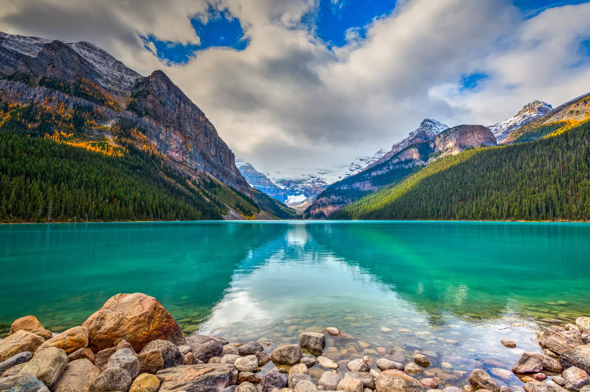Views of Lake Louise in Banff National Park in the Rocky Mountains of Alberta Canada