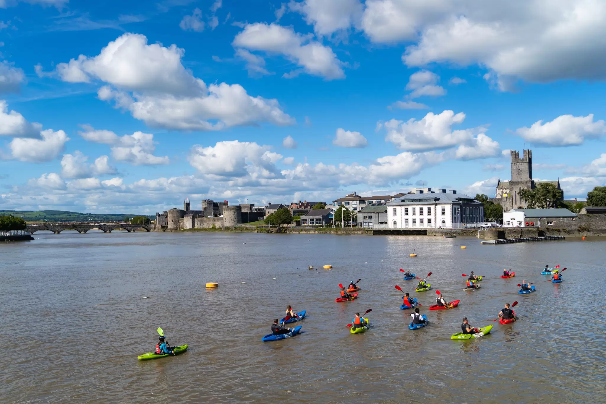 Kayaking on the river in Limerick, Ireland. 