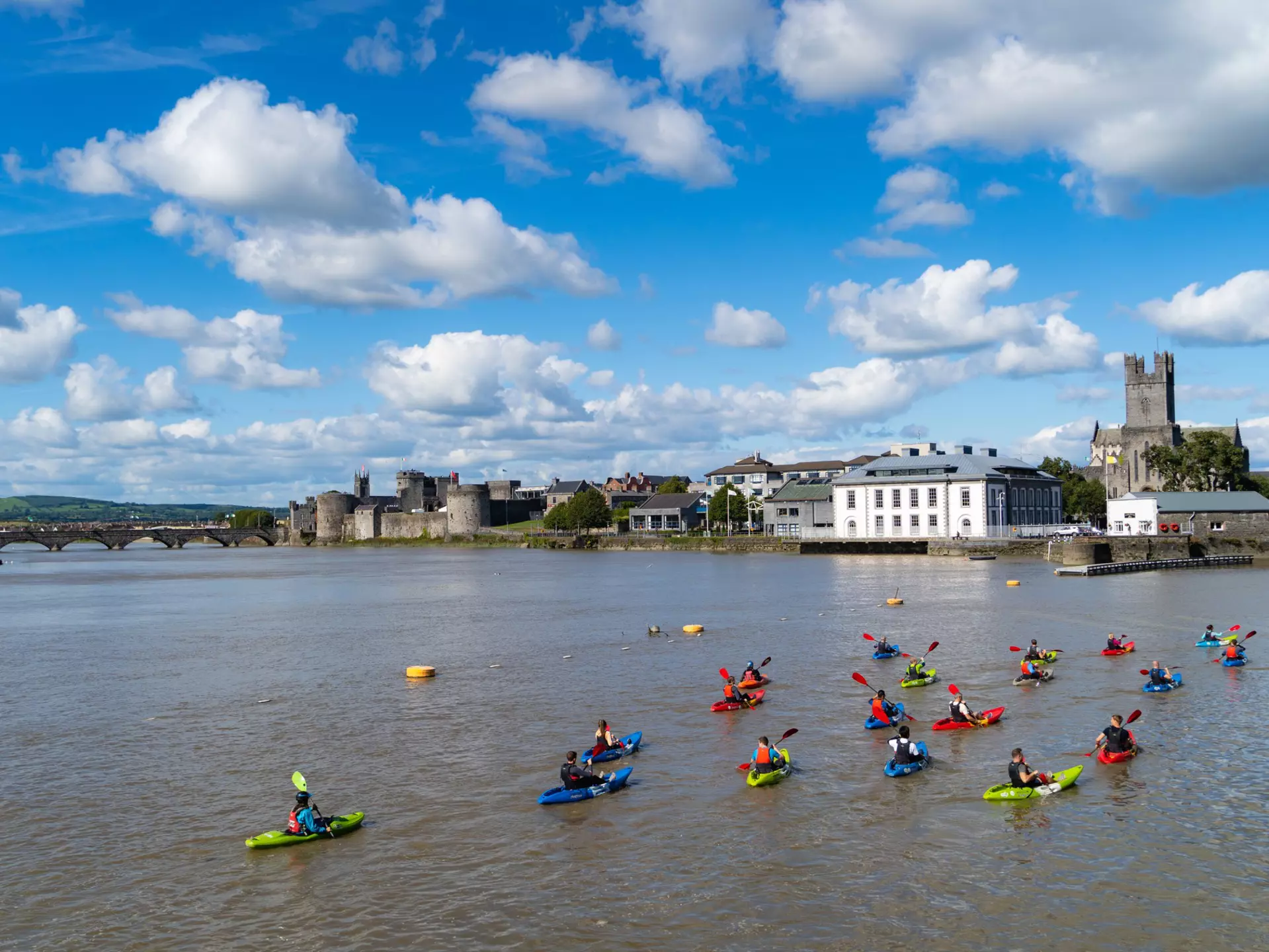 Kayaking on the river in Limerick, Ireland. 
