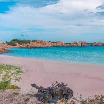 Amazing pink sand beach in Budelli Island, Maddalena Archipelago, Sardinia, Italy; Shutterstock ID 1957559713;