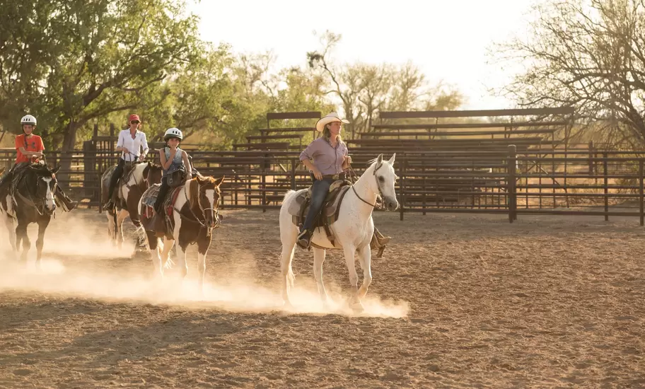 Horseback riding lesson at White Stallion Ranch in Tucson, Arizona.