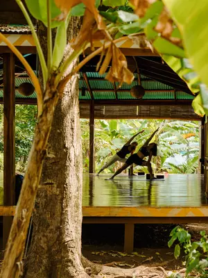 Yoga and breath work at Yemaya Reefs boutique hotel. Little Corn Island, Nicaragua. May 2025.