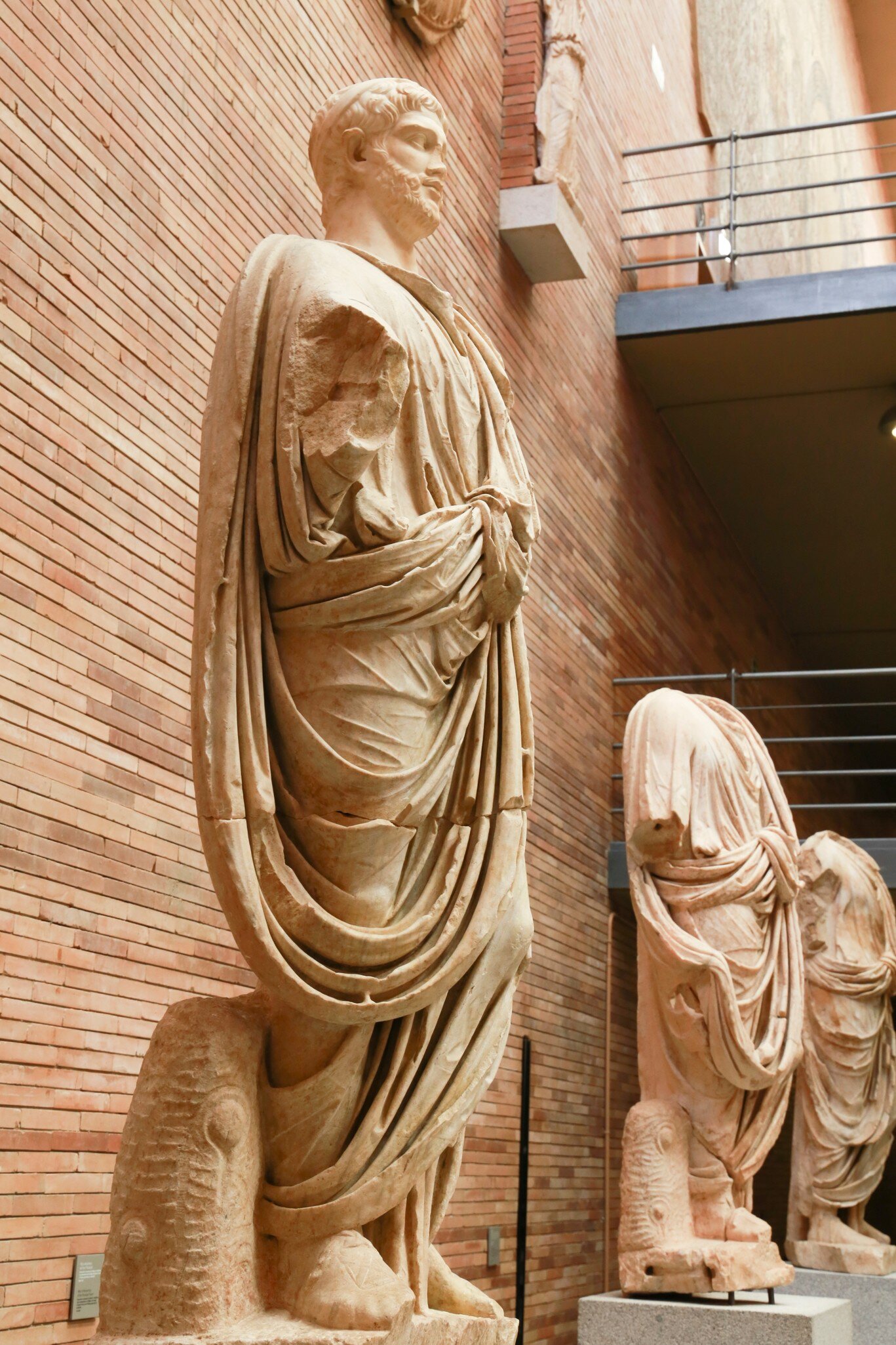 View of marble sculptures at the Museo Nacional de Arte Romano in Mérida, Spain.