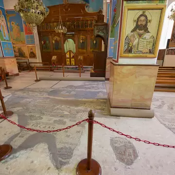 Madaba, Jordan - August 18, 2012: Interior of Greek Orthodox Basilica of St George with the mosaic map of Holy Land in Madaba, Jordan.; Shutterstock ID 1472688197;