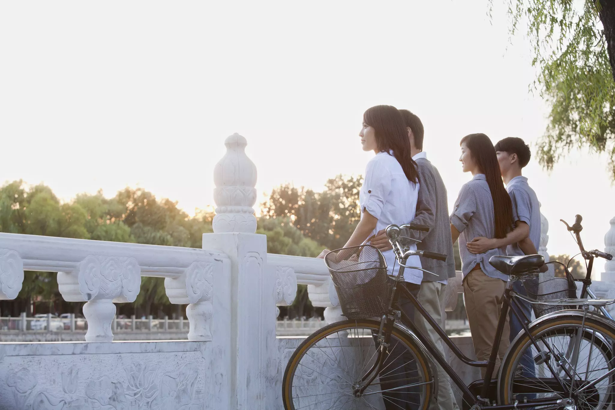 Two women on a tandem bike in Mexico City