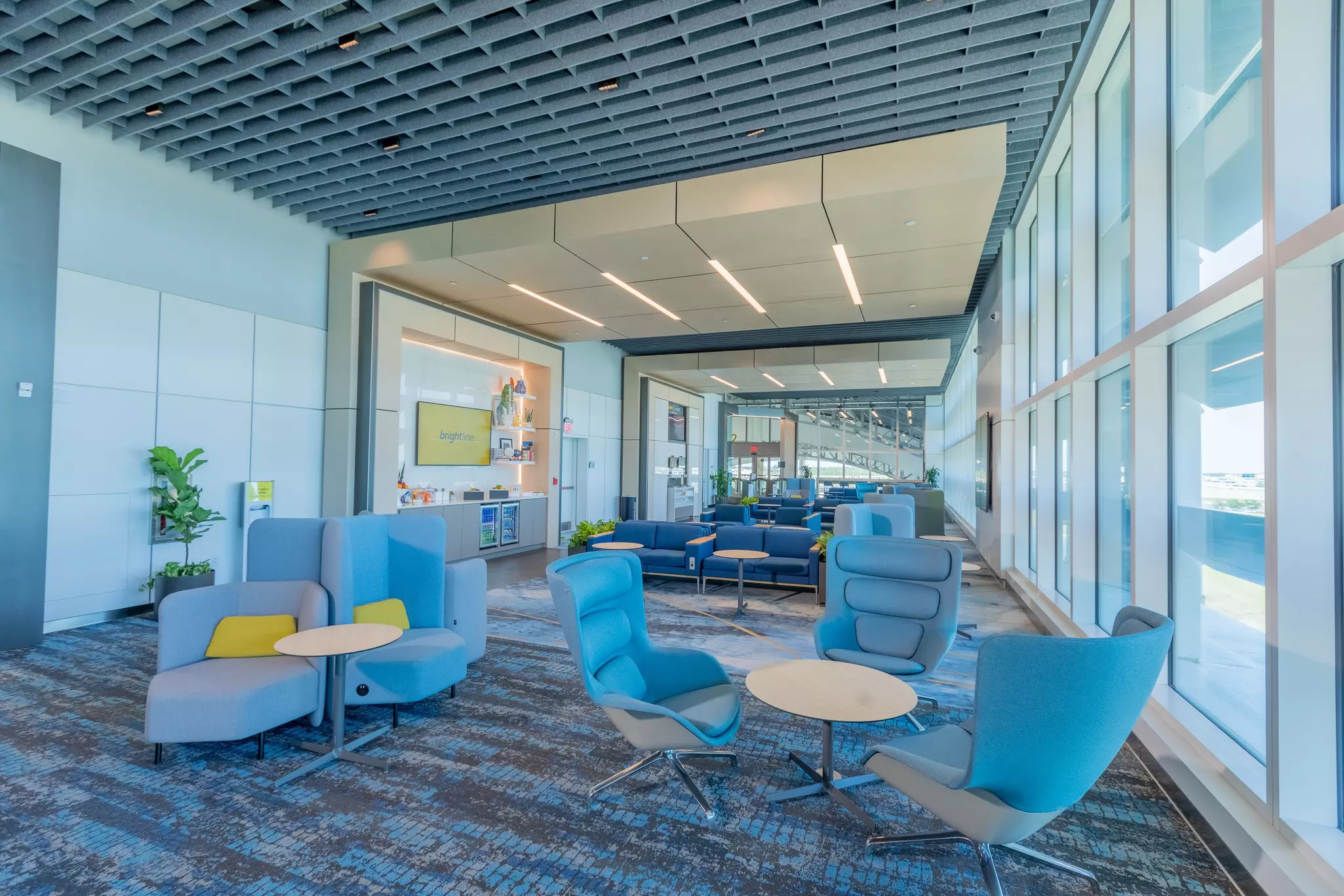 Inside the sleek Premium class departure lounge. © Brightline