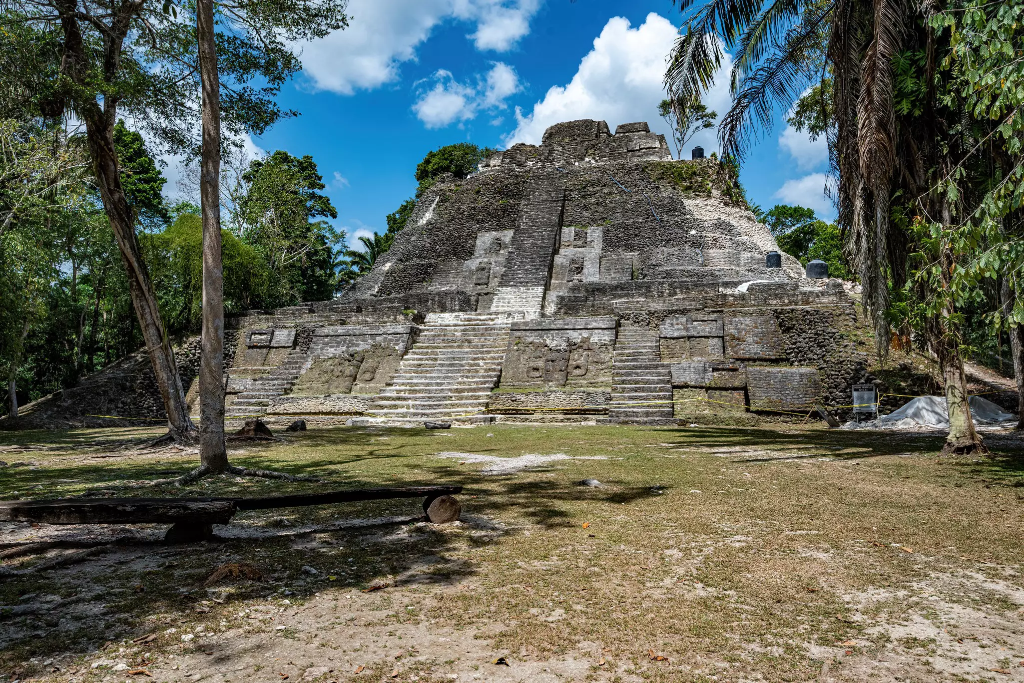 A stepped stone temple in an isolated location.