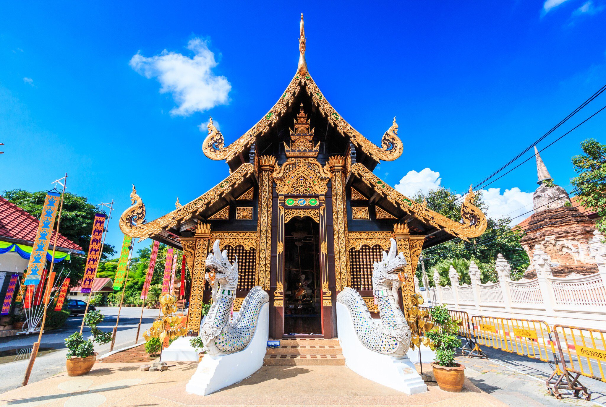 Exterior of wat inthakhin saduemuang. Old wooden temple in Chiang Mai, Thailand.