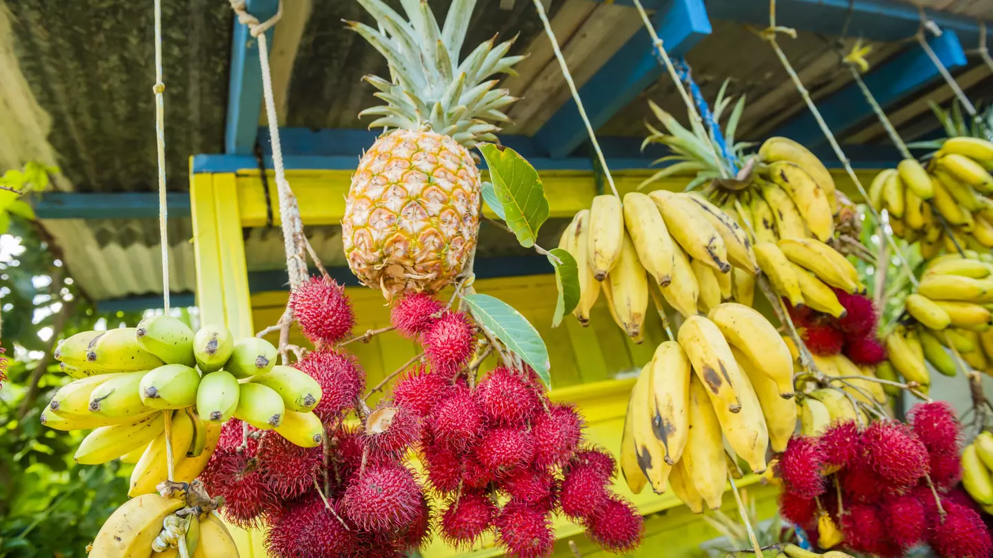 Organic Fresh Fruit Stand Selling Tropical Produce Big Island Hawaii