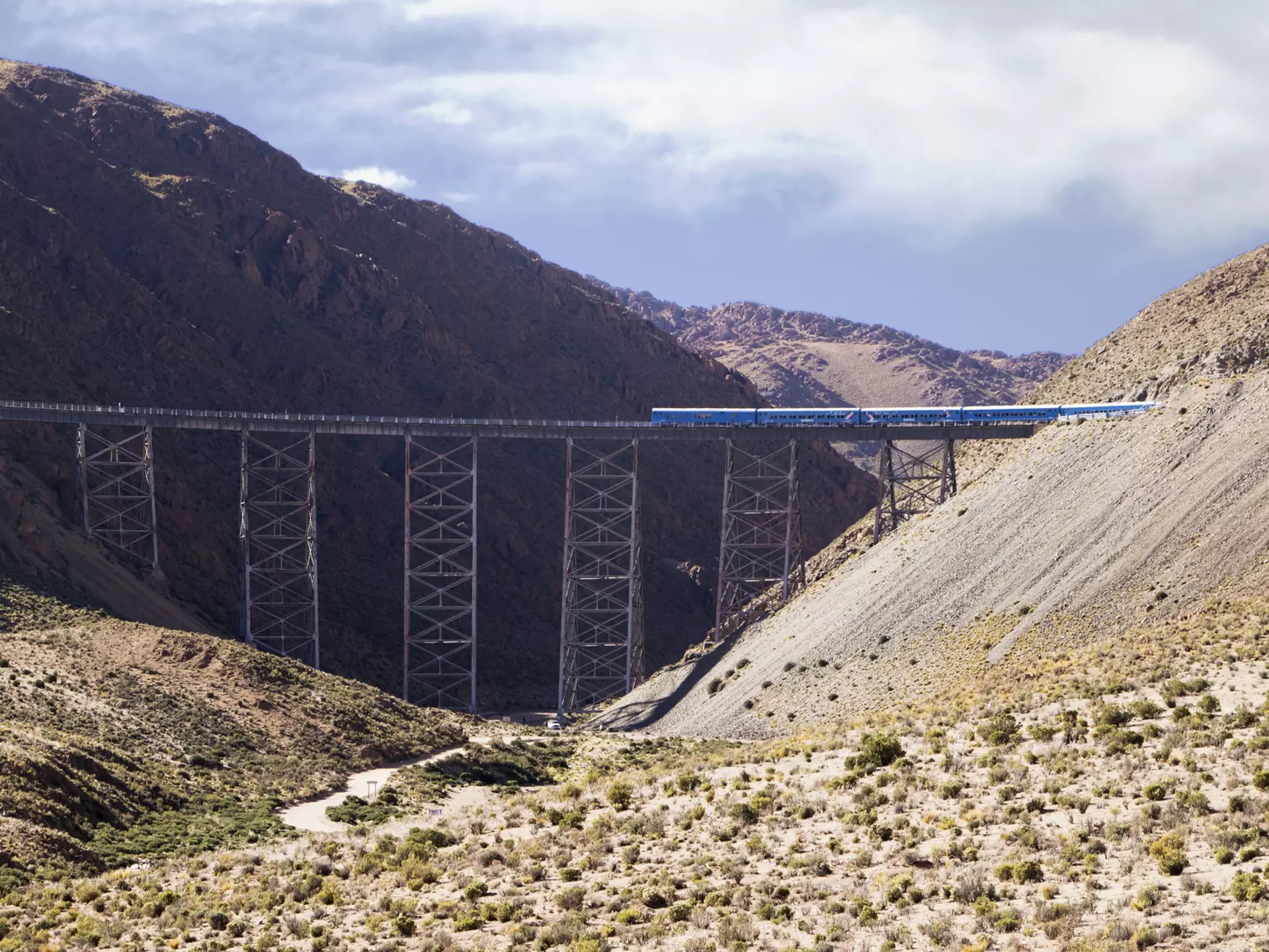 Tren a las Nubes (Train to the Clouds) crossing Viaducto la Polvorilla near Salta, Argentina. Edith Polverini/Getty Images