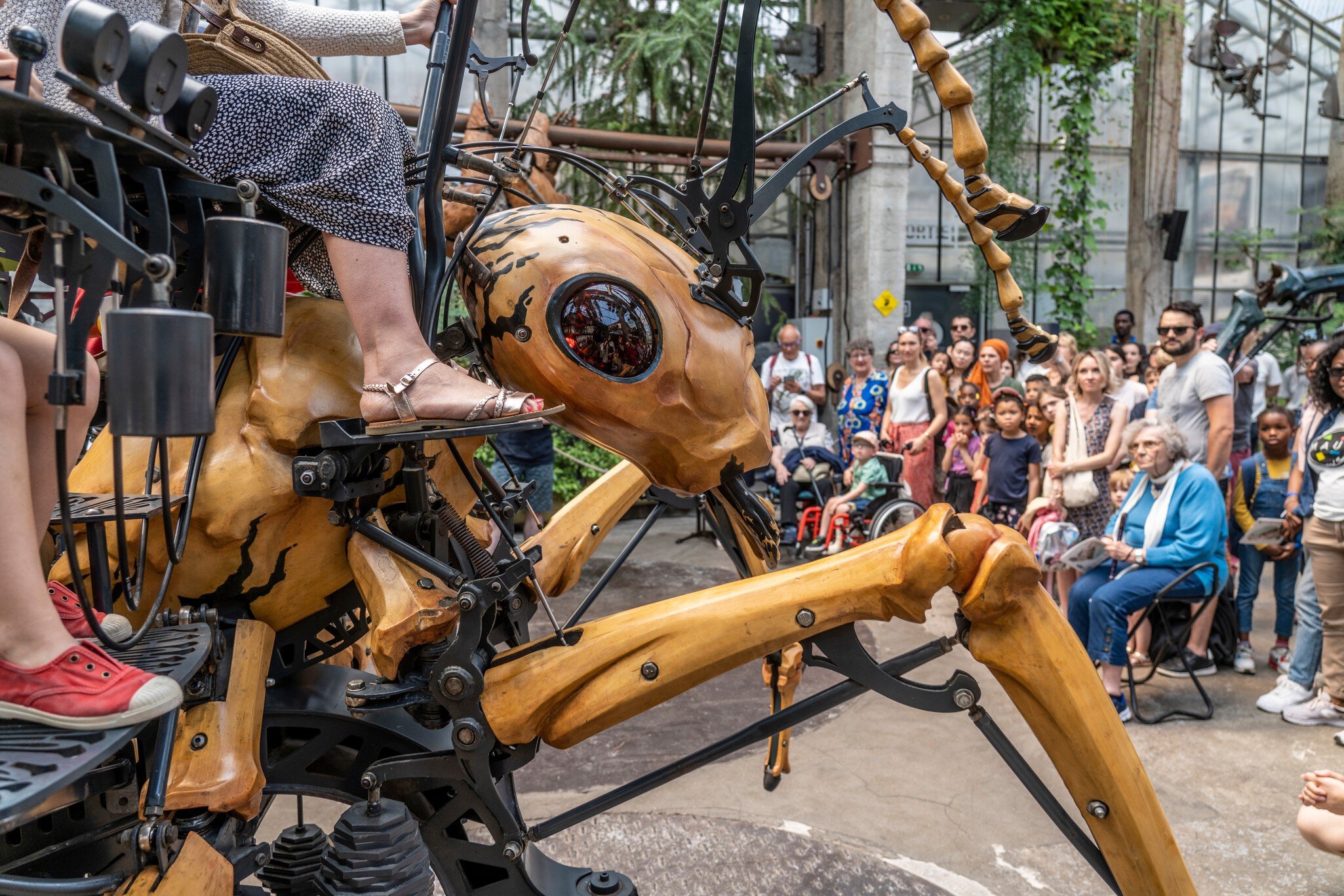 The Machine Gallery of the Machines of the Isle of Nantes with a crowd surrounding. Loire Valley, France.
