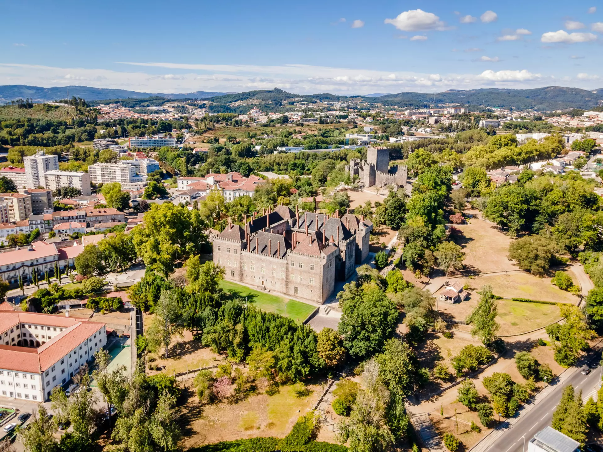Aerial view of Guimarães, near Porto in Portugal. Sopotnicki/Shutterstock