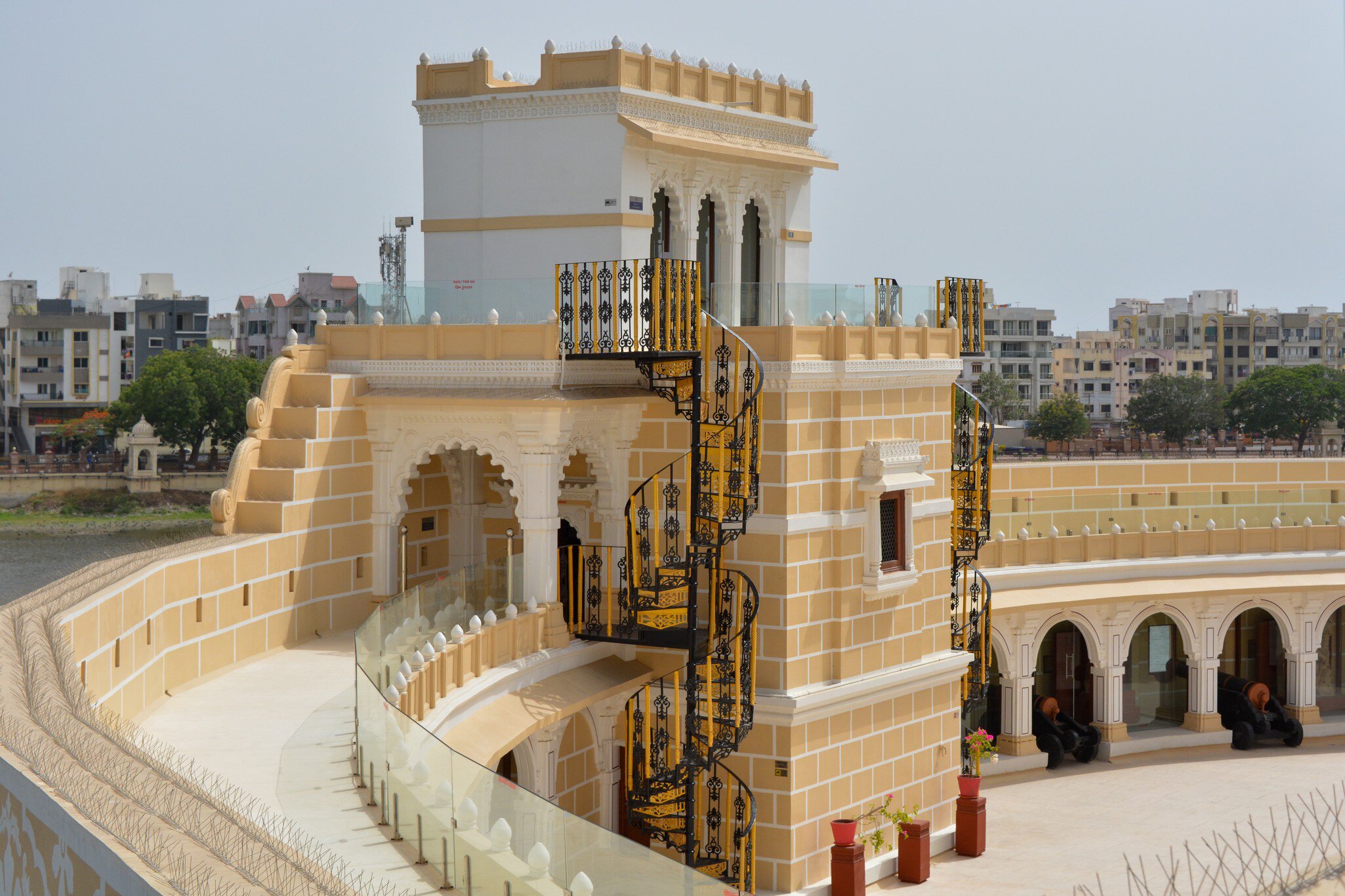 Exterior of Lakhota Palace in Jamnagar, Gujarat, India, built by the King of Jamnagar. 