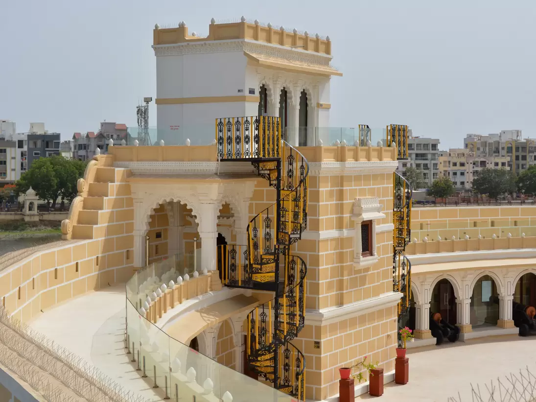 Exterior of Lakhota Palace in Jamnagar, Gujarat, India, built by the King of Jamnagar. 