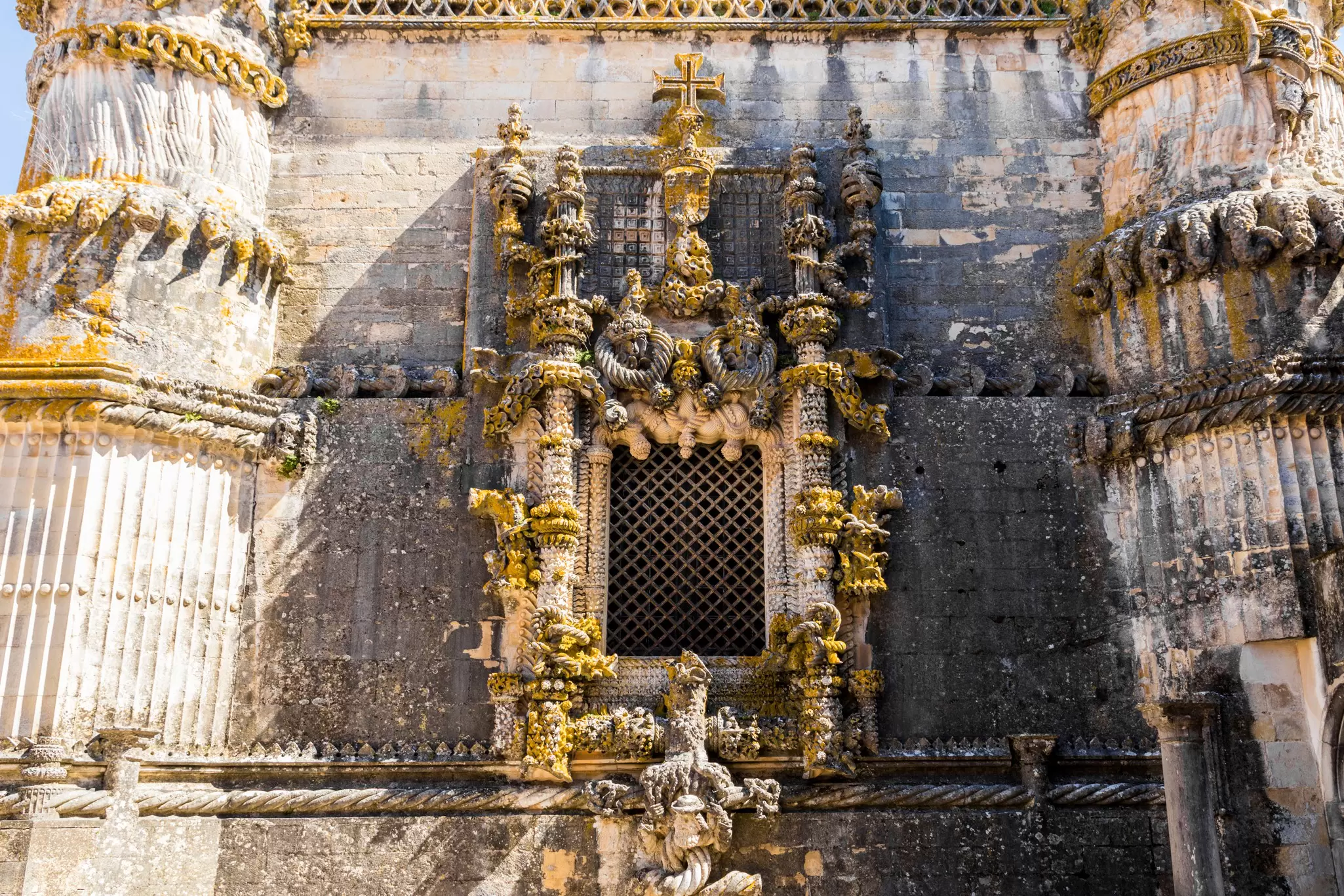 The famous Manueline window of the Convento de Cristo in Tomar, Portugal.