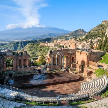 The Greek Theatre (Teatro Greco) and Mount Etna, Taormina, Sicily