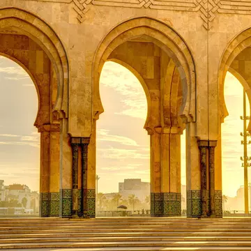 A courtyard at Hassan II Mosque. mehdi33300/Shutterstock