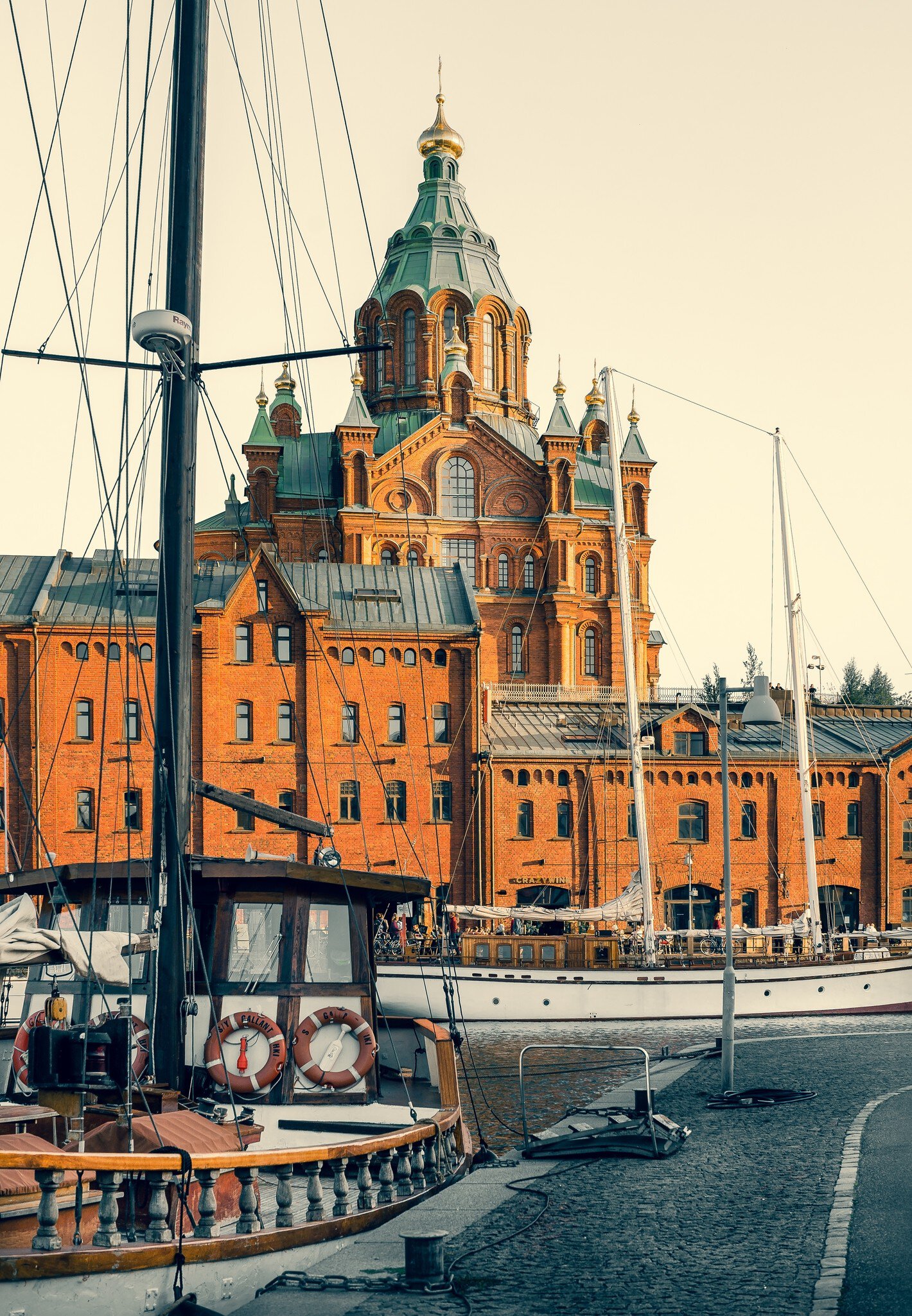 View of Uspenski Cathedral in Helsinki, Finland, at sunrise.