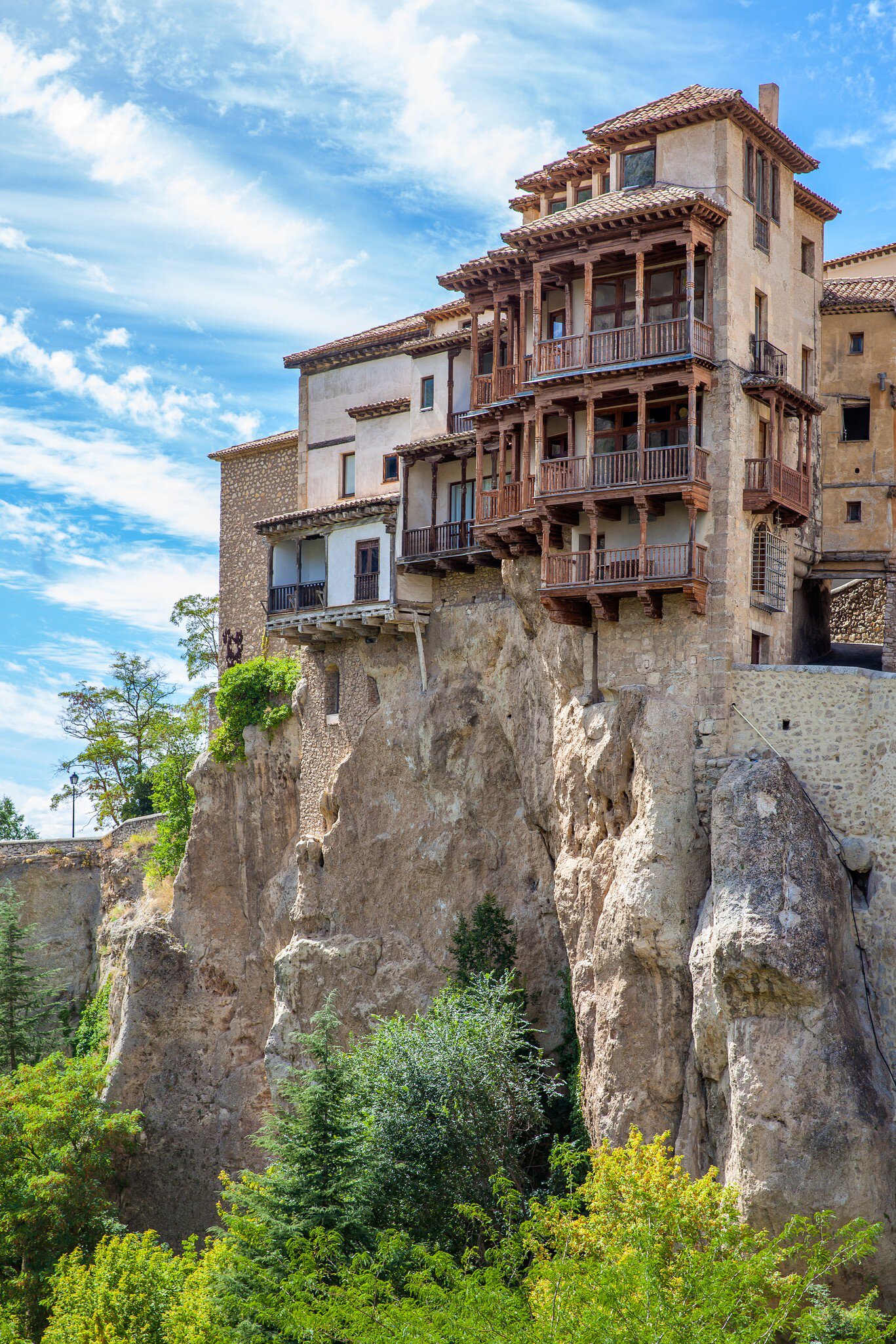 View of the Casas Colgadas, housing the Museo de Arte Abstracto Español, in Cuenca, Spain.