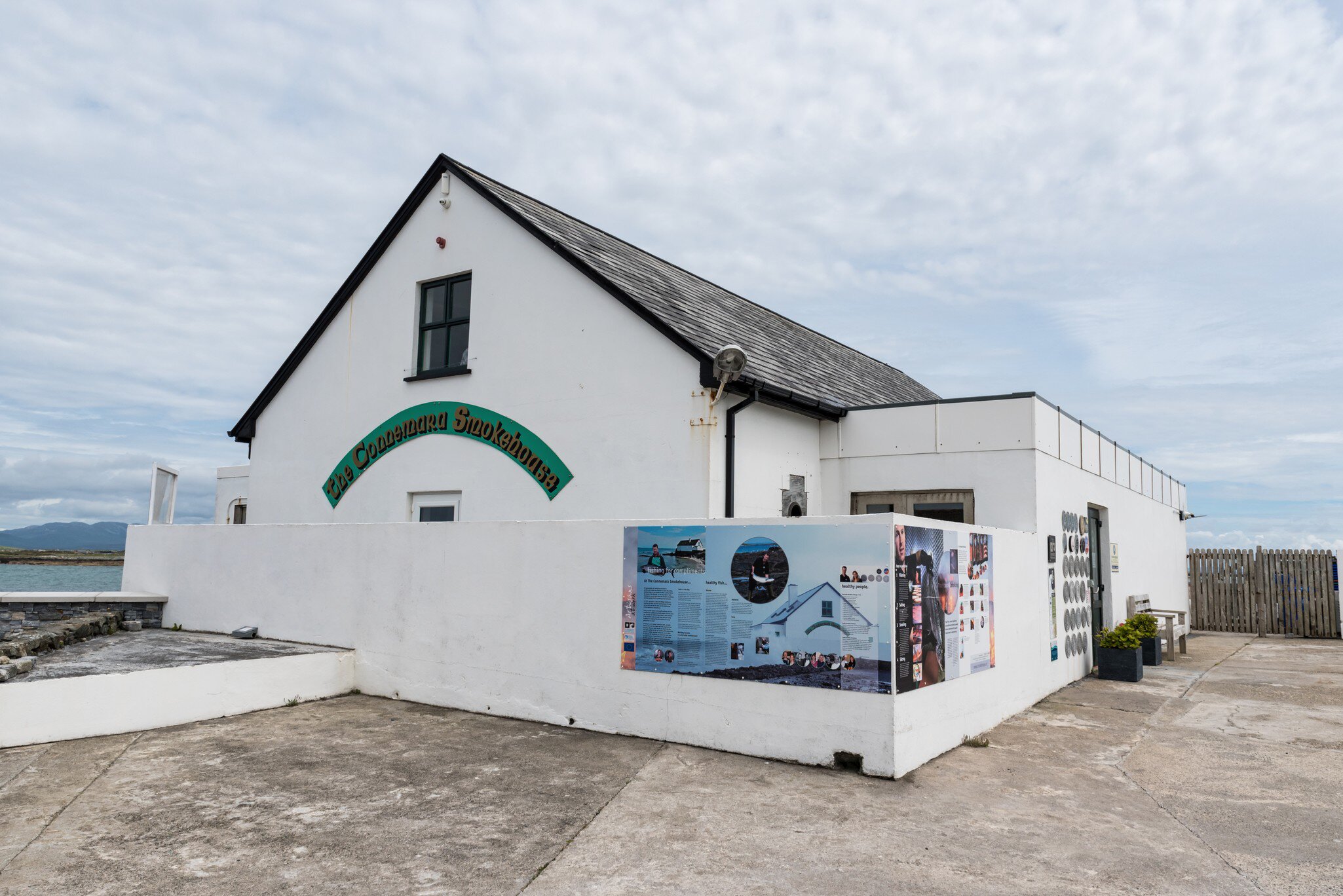 Exterior of the Connemara Smokehouse on the west coast of County Galway in Ireland. 