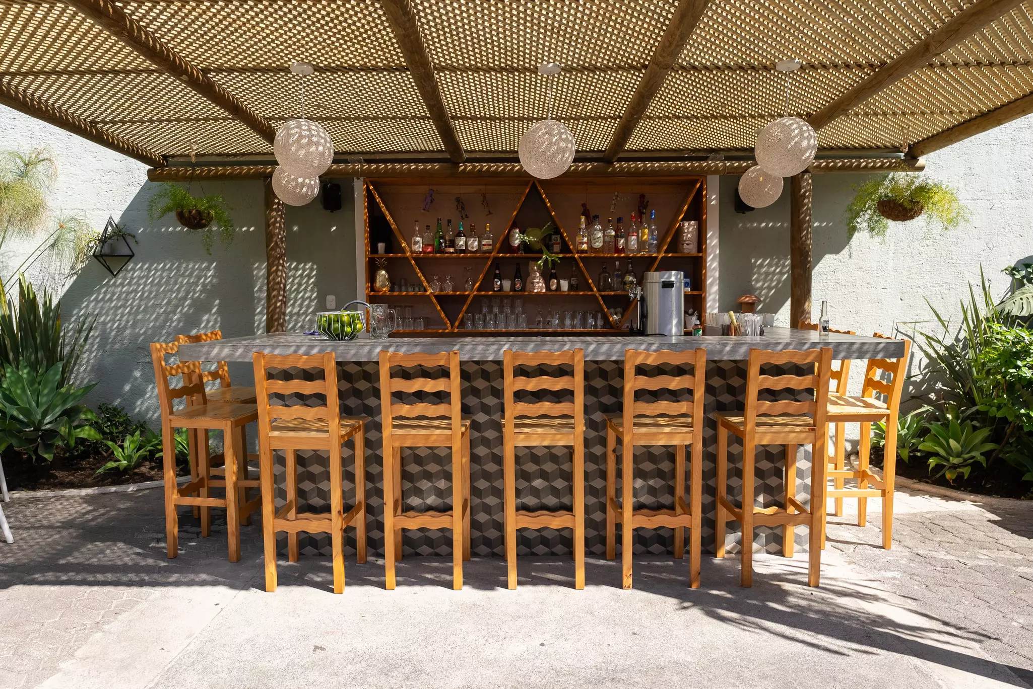 Maya Papaya Hostel's outdoor bar area.
