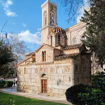 Exterior view of the Church of Agios Eleftherios in Athens, Greece.