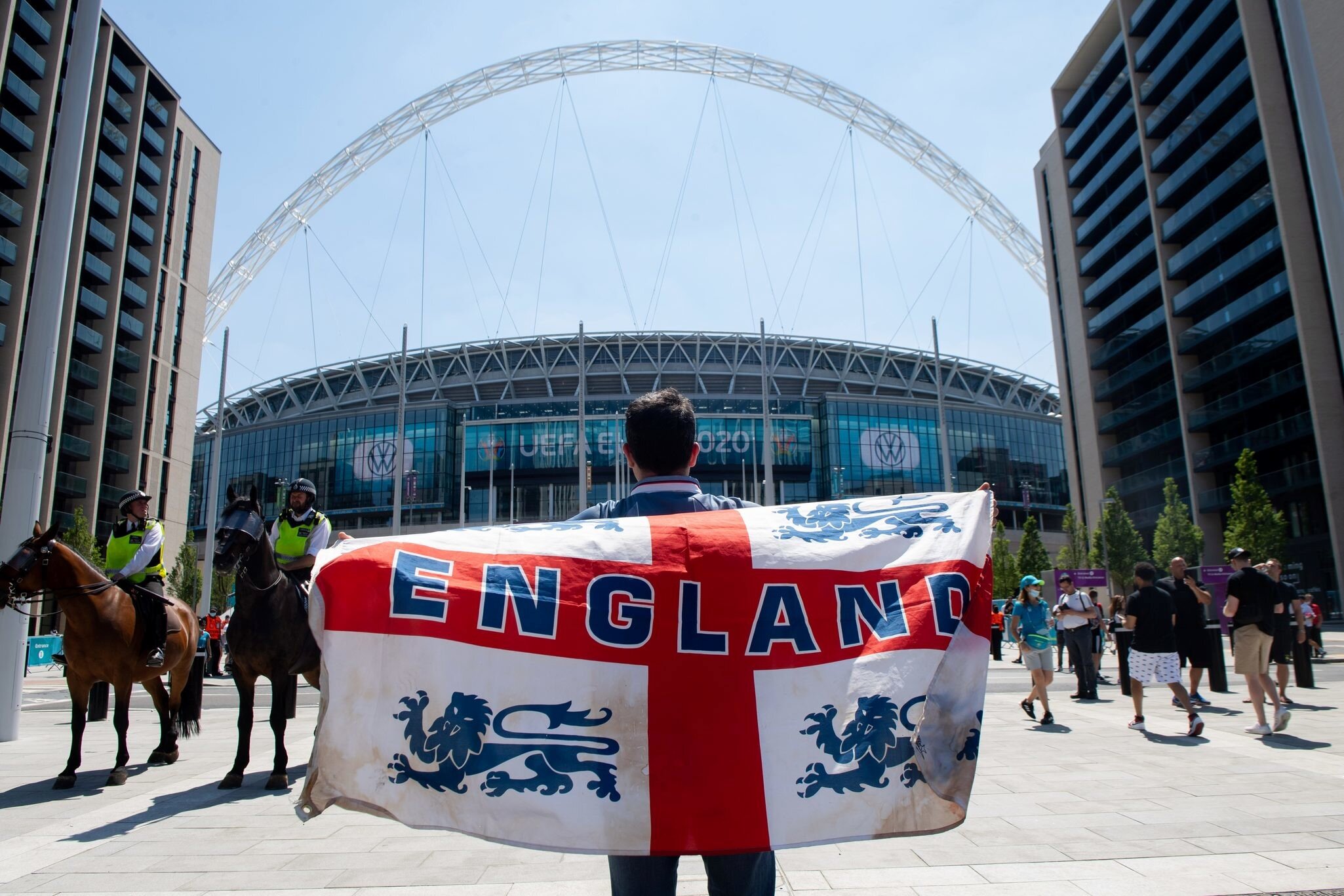 London, UK. 13th June 2021. England fans exicted prior to the UEFA Euro 2020 Championship Group D match between England and Croatia at Wembley Stadium. ; Shutterstock ID 1990309949; your: Bridget Brown; gl: 65050; netsuite: Online Editorial; full:...