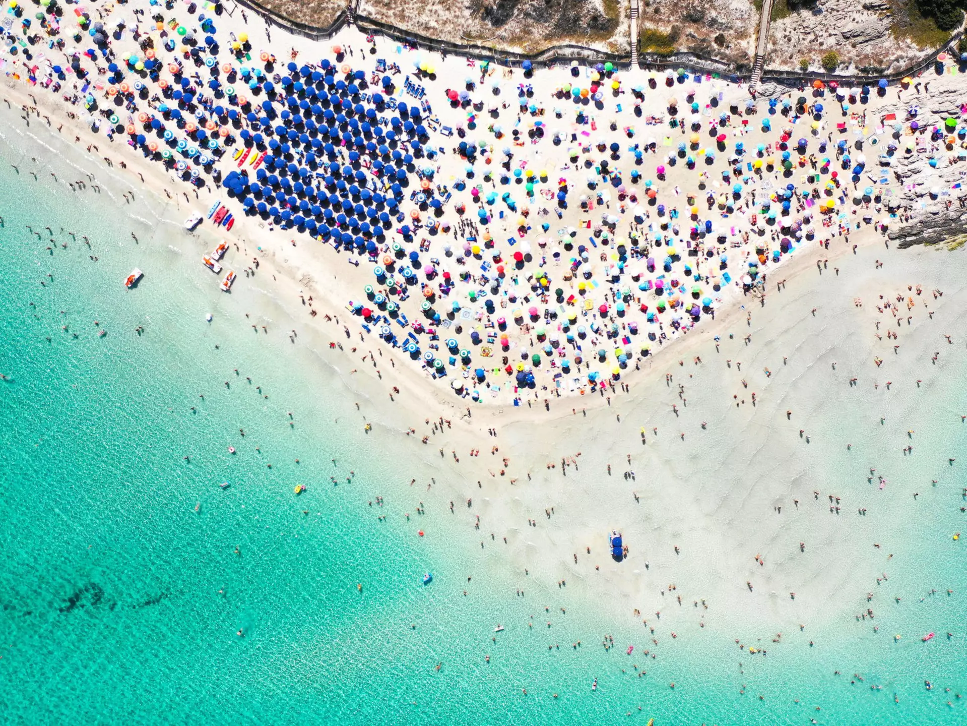Bird's eye view of La Pelosa beach in Sardinia
