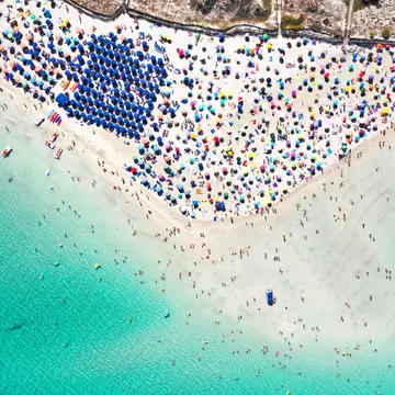 Bird's eye view of La Pelosa beach in Sardinia