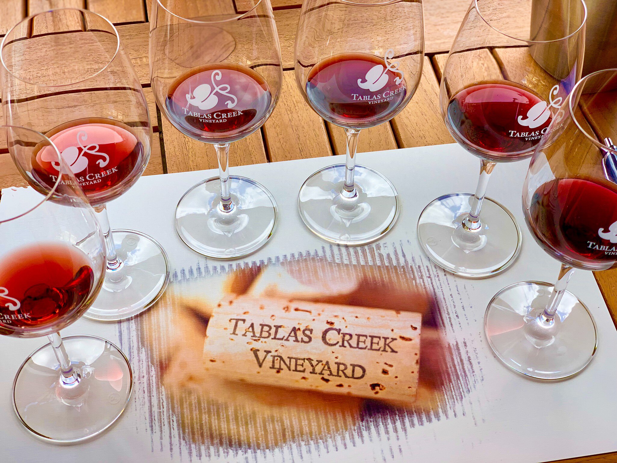 Red wine tasting at Tablas Creek Vineyard.
