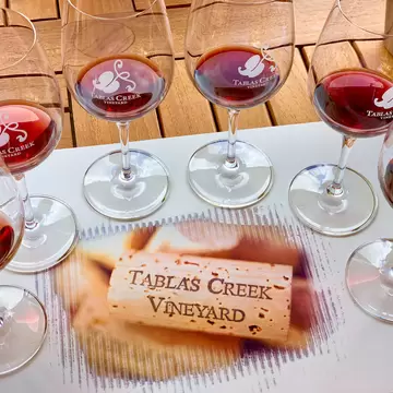 Red wine tasting at Tablas Creek Vineyard.