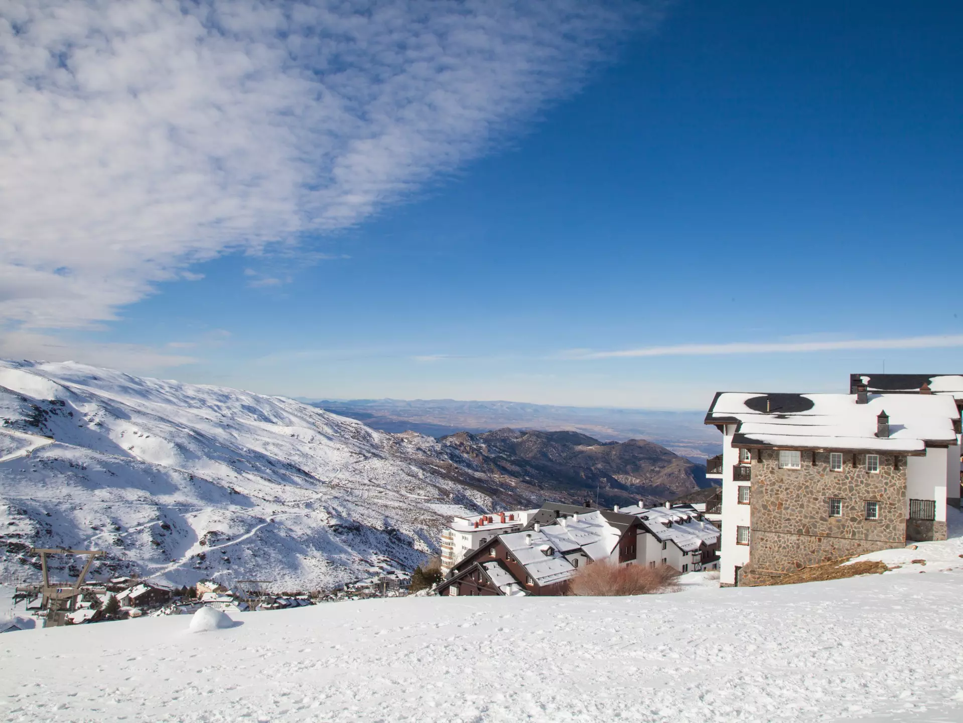 Sierra Nevada ski station and National Park and Veleta Peak (3.396 mts.). Granada, Andalusia,Spain  License Type: media  Download Time: 2023-02-02T06:17:29.000Z  User: claramonitto  Is Editorial: No  purchase_order:   