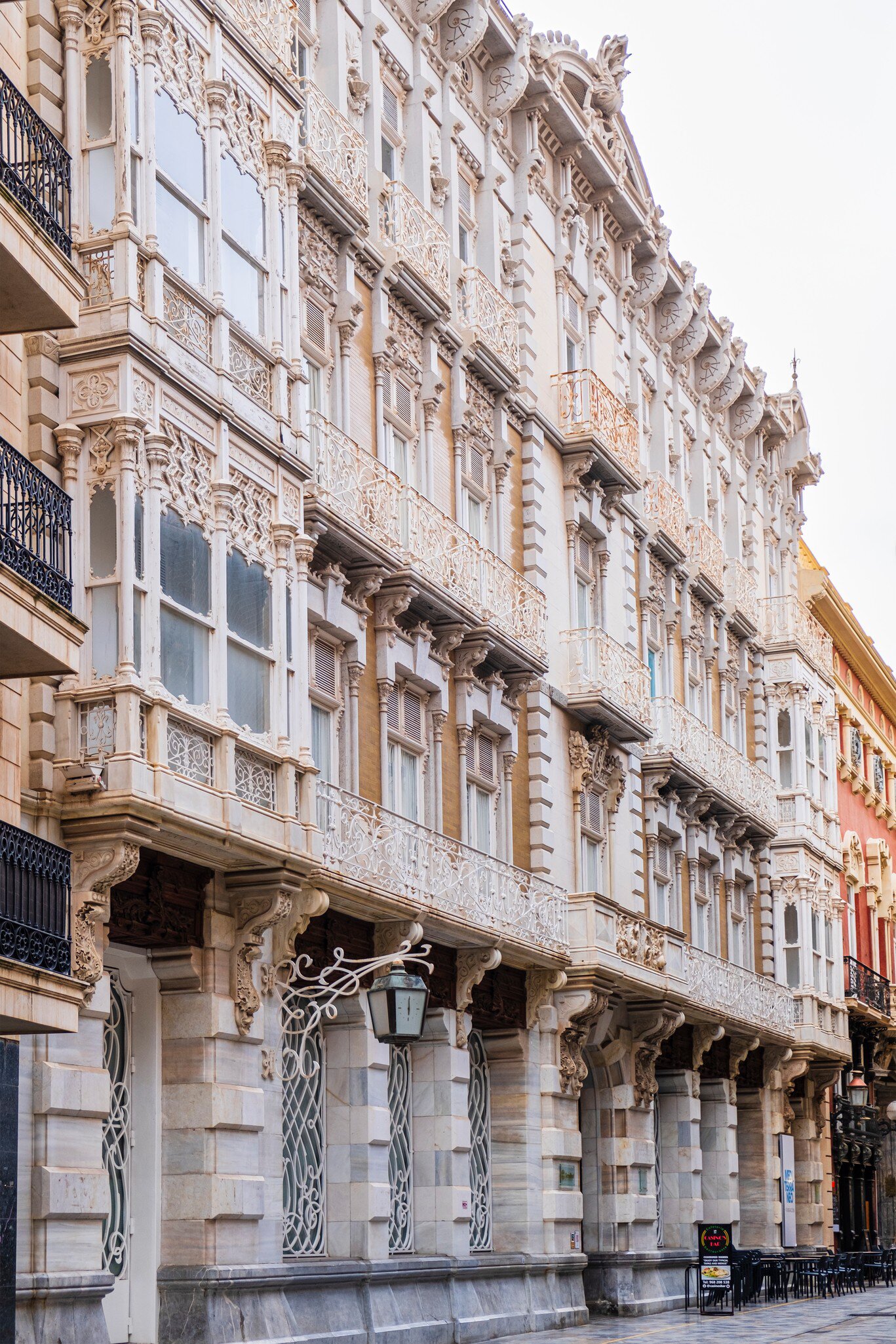 Exterior facade of Casa Cervantes in Cartagena, Spain.