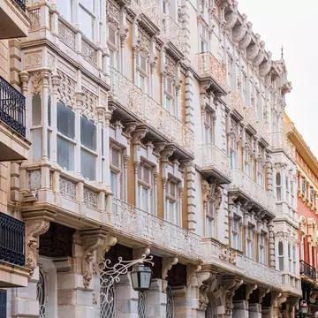 Exterior facade of Casa Cervantes in Cartagena, Spain.