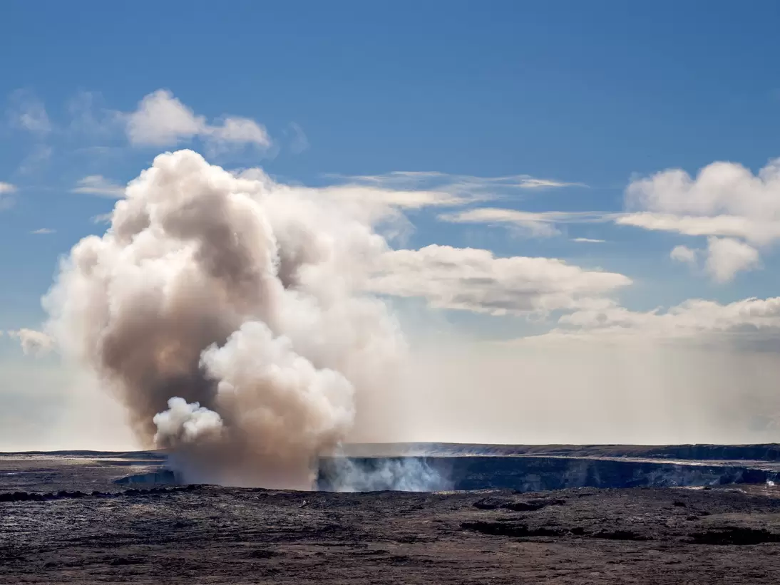 Smoke plumes from the Kilauea Volcano on the Big Island of Hawaii.