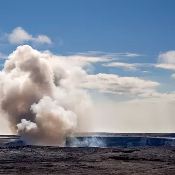 Smoke plumes from the Kilauea Volcano on the Big Island of Hawaii.