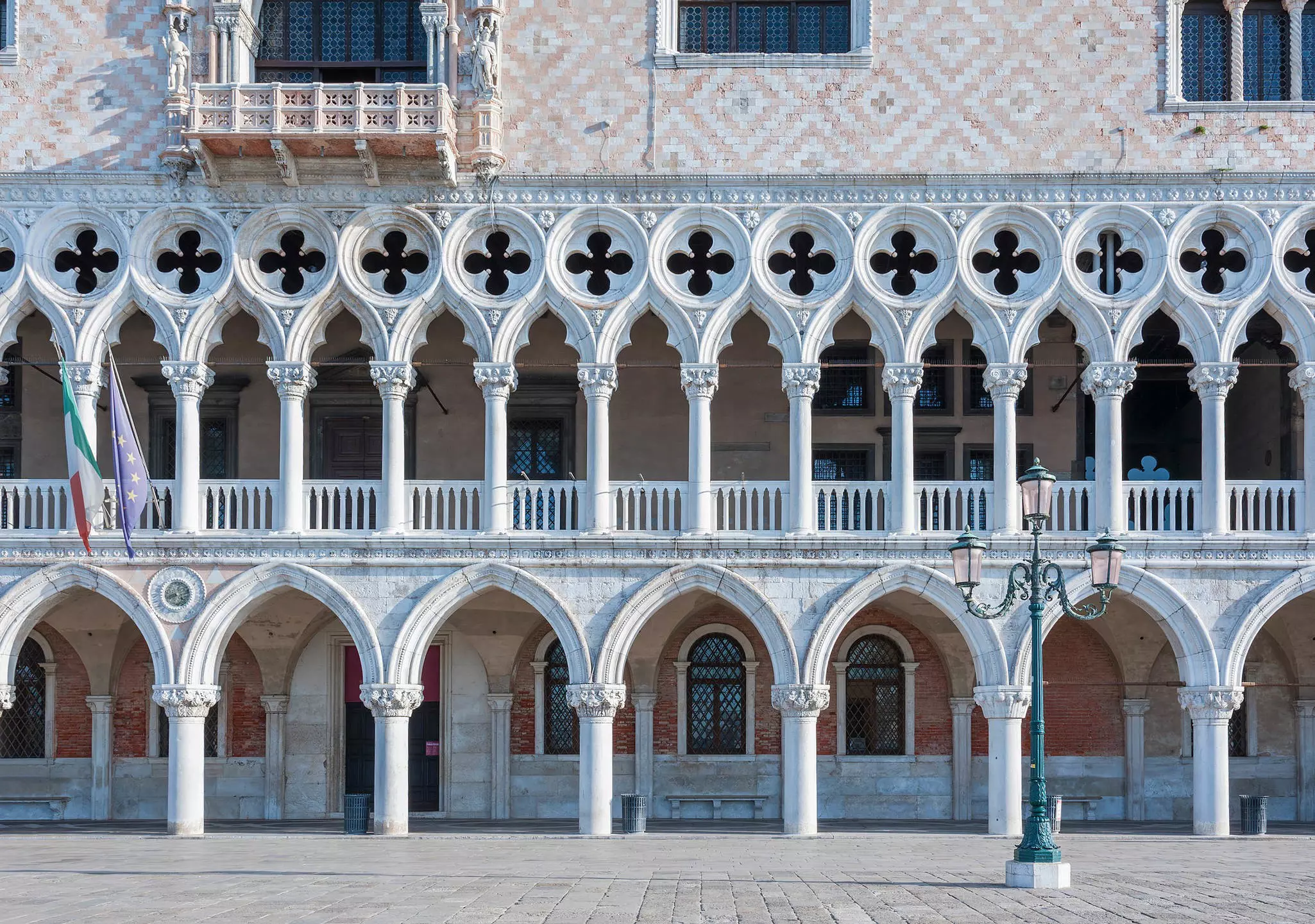 Architectural detail of Doge's Palace (Palazzo Ducale) at St Mark's Square in Venice