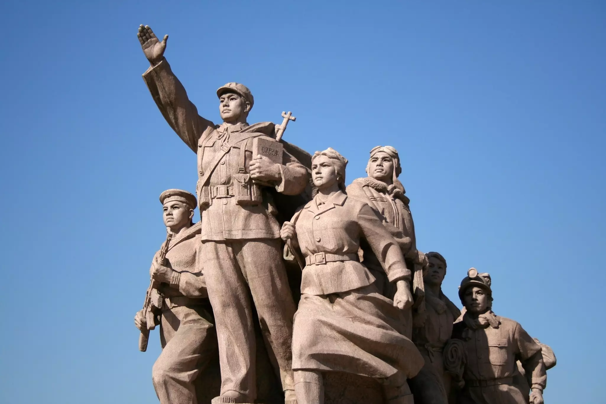 Statue of the workers in Tiananmen Square, Beijing, China.
