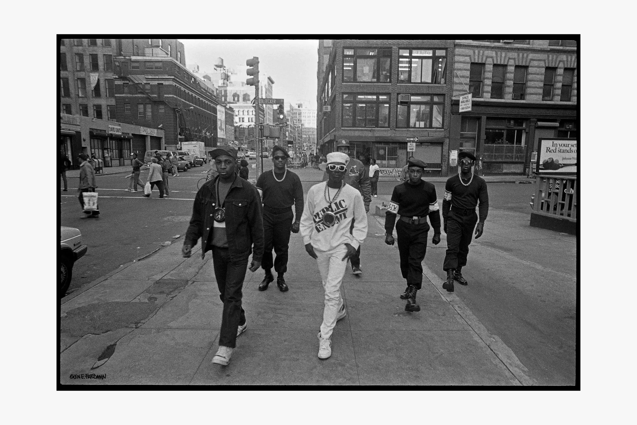 “Public Enemy, Lafayette & Bleecker, New York City” (circa 1986) © Glen Friedman. Image courtesy of Fotografiksa