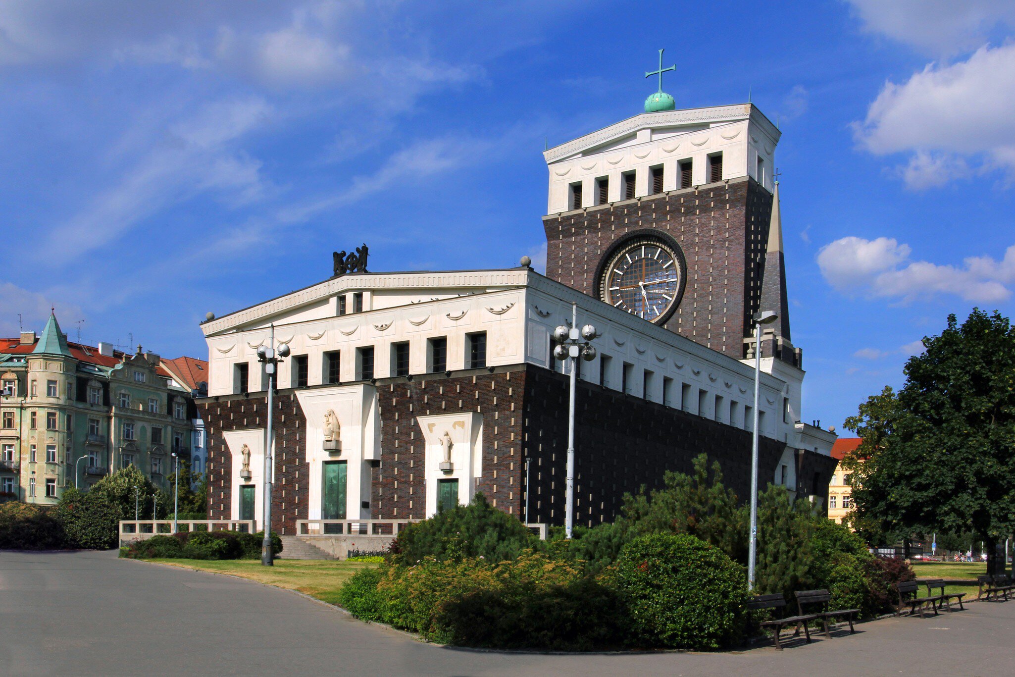 Exterior of the Church of the Most Sacred Heart of Our Lord in Prague, Czech Republic.