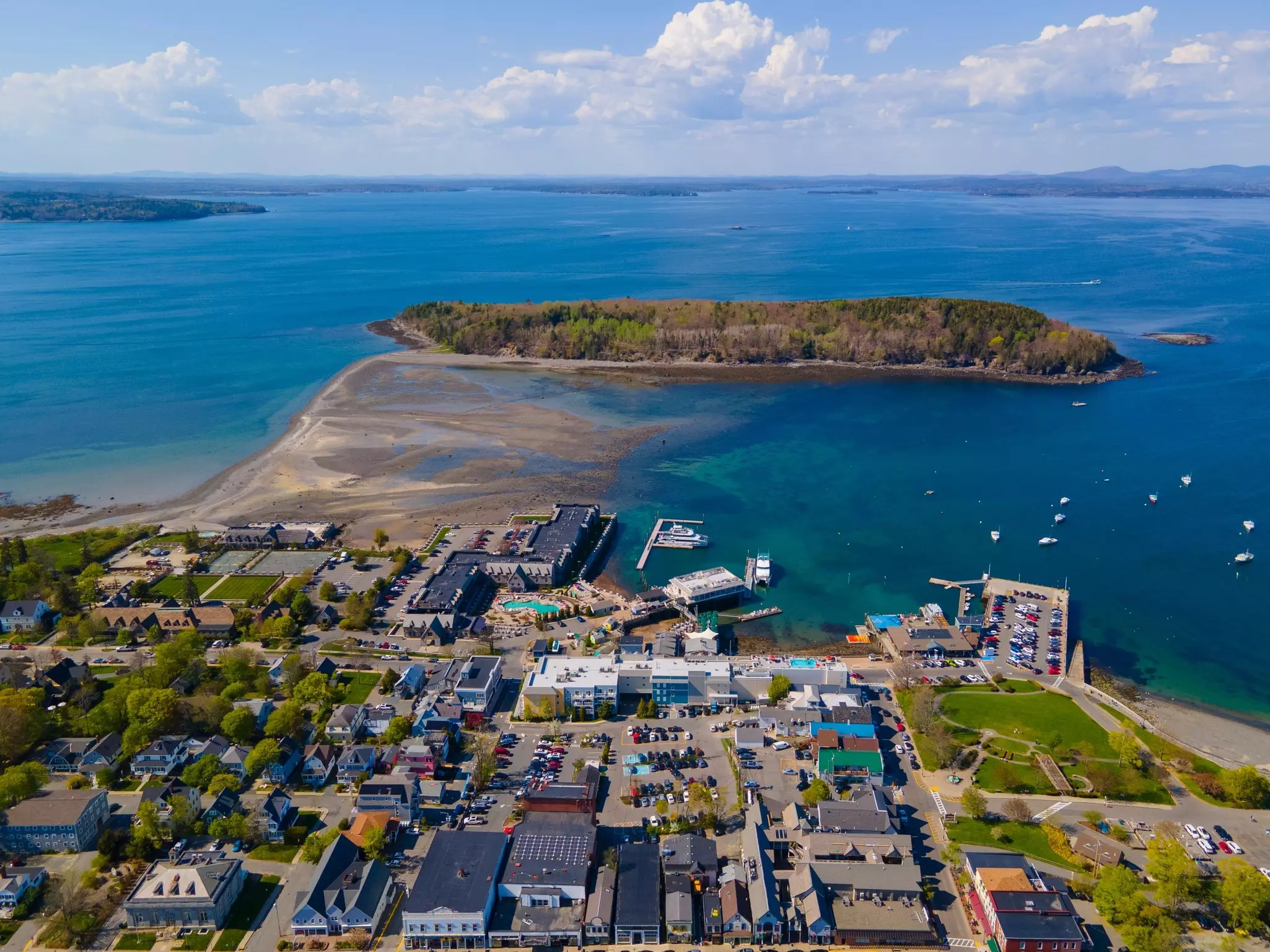 Sand bar connecting to Bar Island in Bar Harbor, Maine